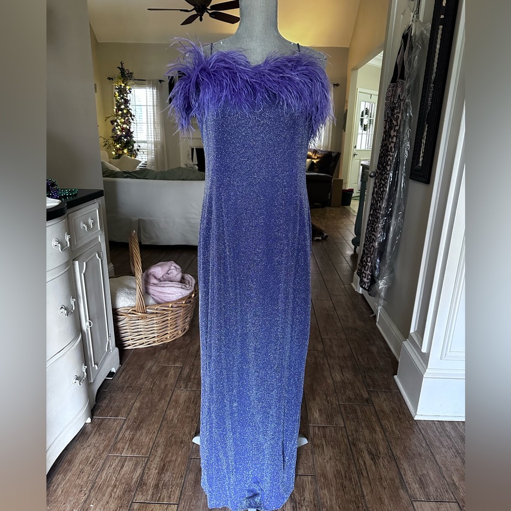 Formal dress - purple sparkles and feathers
